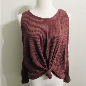 Forever 21 thermal waffle knit cold shoulder M